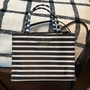 Black and White striped Kate Spade Sam bag